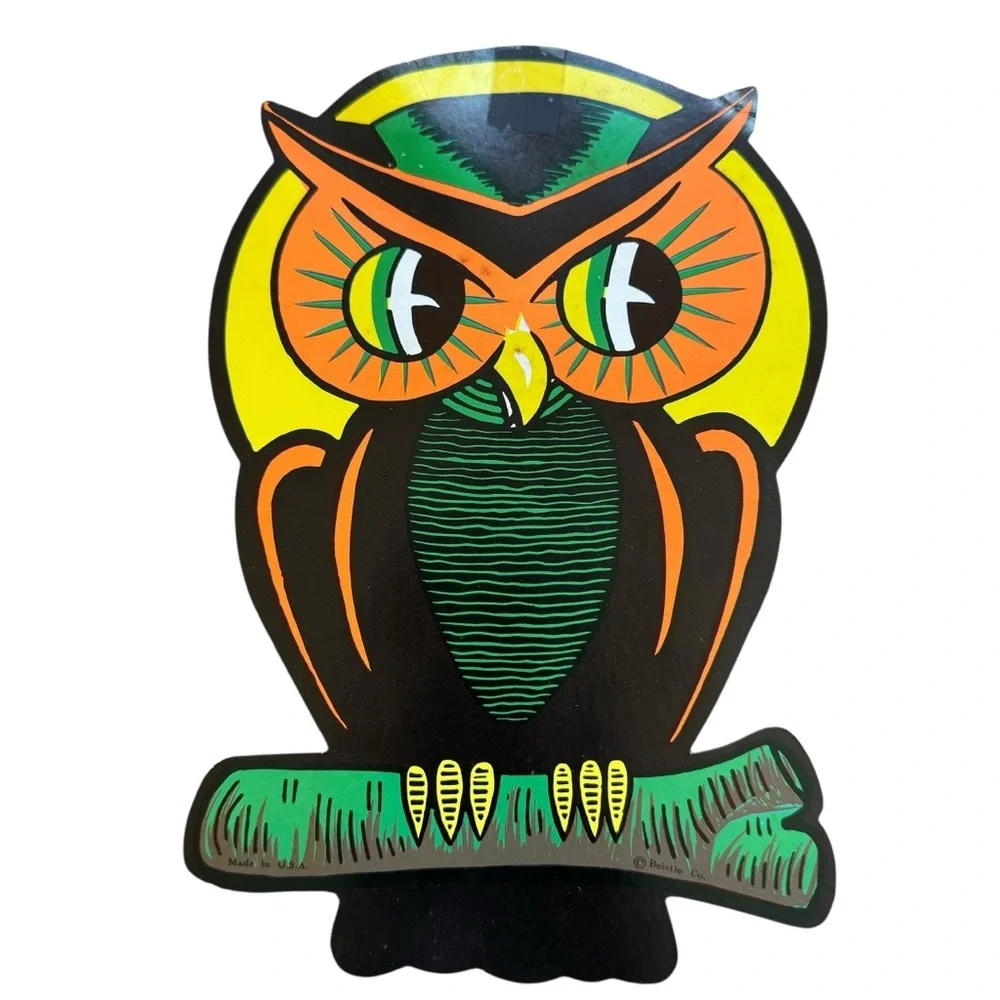 VTG ‘79 Halloween Beistle Die Cut Decorations USA Witches Owl Jointed Cat